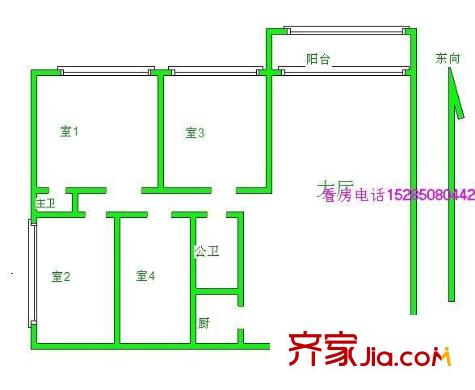 恒生大廈 4室 戶型圖