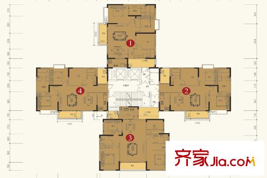 中鐵逸都國際49號樓戶型圖 3室2廳2衛(wèi)1廚