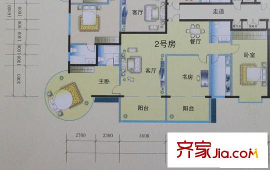 花樣年華2號房戶型163.01平方米 2室2廳2衛(wèi)1廚