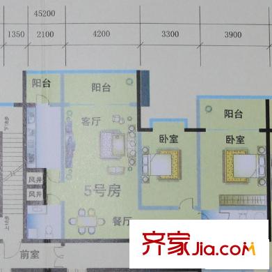 花樣年華5號房戶型120.25平方米 2室2廳2衛(wèi)1廚