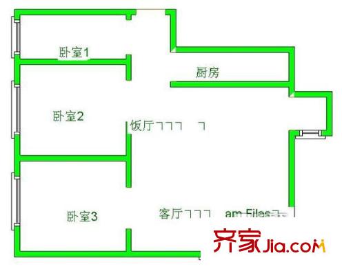 天恒城市花園戶型圖2 2室1廳1衛(wèi)1廚