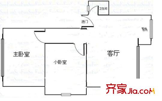 沙沖路加油站旁民宅 2室 戶型圖