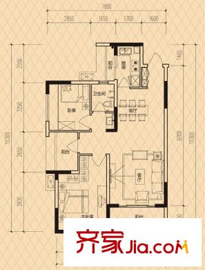萬(wàn)科勁嘉金域華府戶型圖A16棟1、2單元2、3號(hào)房戶型 2室2廳1衛(wèi)1廚
