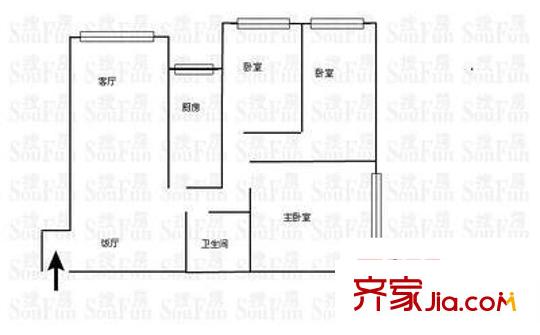 興居園小區(qū) 3室 戶型圖