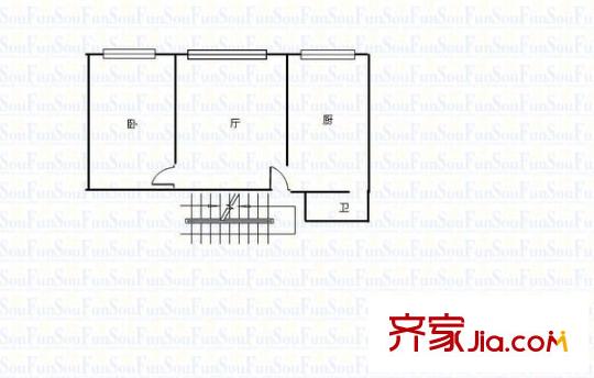 龍祥大廈 1室 戶型圖
