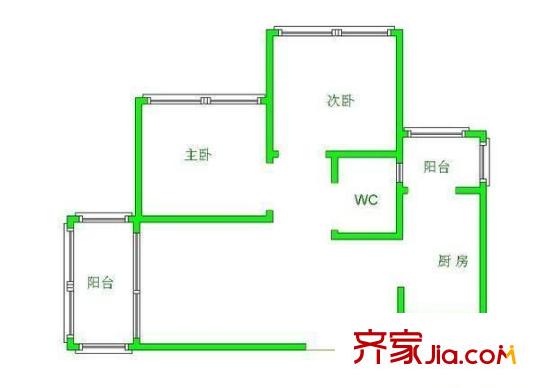 大興星城金伯利 2室 戶型圖