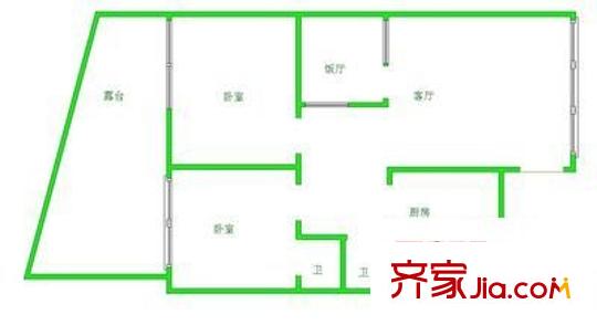 飛山街小區(qū) 2室 戶型圖