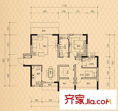 萬(wàn)科勁嘉金域華府戶型圖A16棟一單元1號(hào)戶型、二單元4號(hào)戶型 3室2廳2衛(wèi)1廚