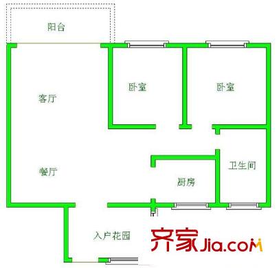 世紀(jì)城龍暉苑 2室 戶型圖