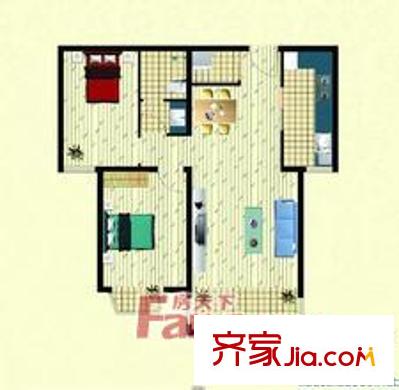 鉆石廣場戶型圖02 2室1廳1衛(wèi)1廚
