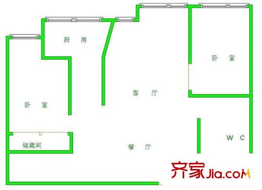 林城大廈 2室 戶型圖