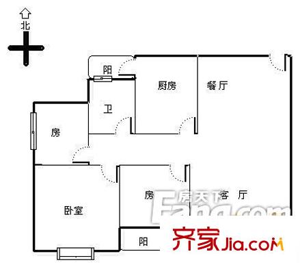 營盤路53號商住樓戶型圖2室 2室1廳1衛(wèi)1廚