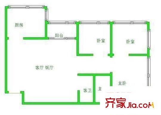 同輝花園 3室 戶(hù)型圖