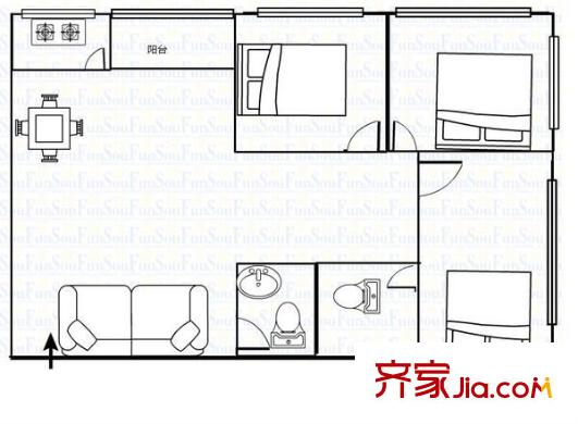 同輝花園 3室 戶(hù)型圖