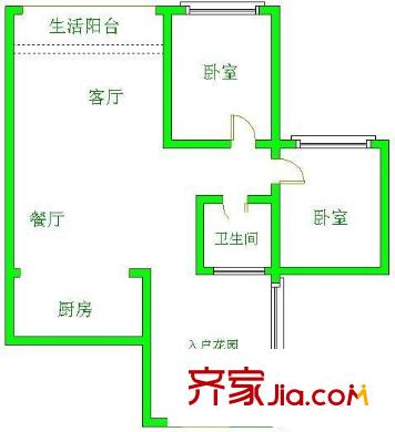 世紀(jì)城龍暉苑 2室 戶型圖