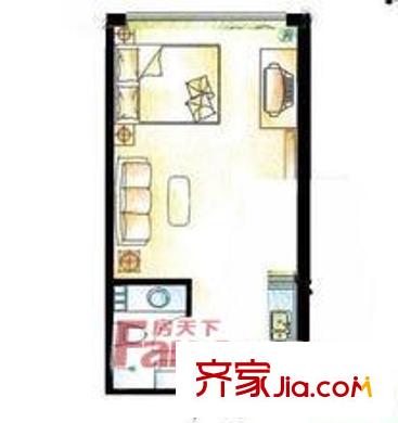 鉆石廣場戶型圖01 2室1廳1衛(wèi)1廚