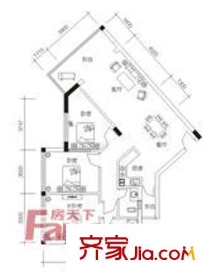 鉆石廣場(chǎng)戶型圖05 2室2廳1衛(wèi)1廚