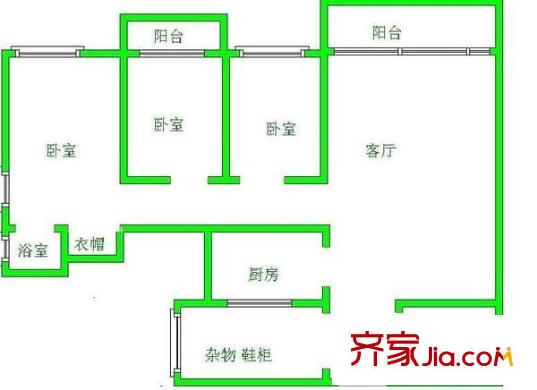 帝豪名都 3室 戶(hù)型圖