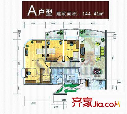 帝豪名都戶型圖3室2廳2衛(wèi)1廚