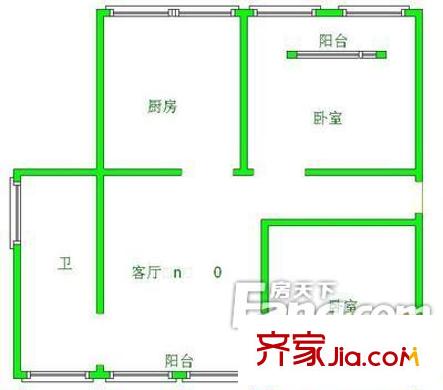 蟠桃宮小區(qū)戶型圖1284343940489 2室1廳1衛(wèi)1廚