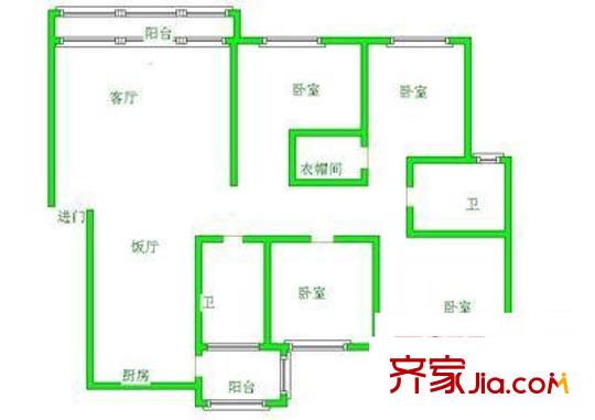 中天山水園 4室 戶型圖