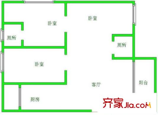 幸福家園 3室 戶型圖