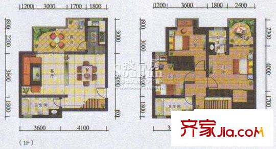 上河城戶型圖2號(hào)樓A1戶型 3室2廳3衛(wèi)1廚