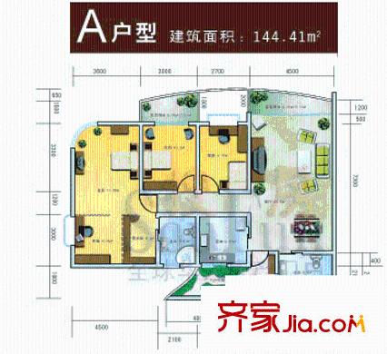 帝豪名都戶型圖3室2廳1衛(wèi)1廚