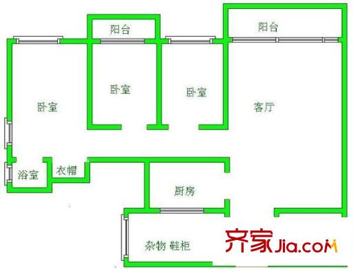 帝豪名都 3室 戶型圖
