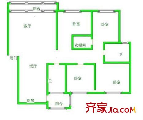 中天山水園 4室 戶型圖