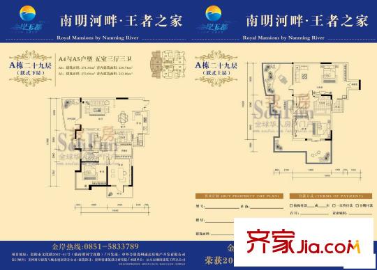 金岸玉都戶型圖A棟29層 5室3廳3衛(wèi)1廚