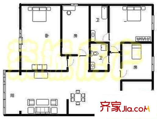中興苑 4室 戶型圖