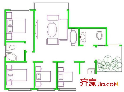 世紀(jì)城龍瑞苑 4室 戶型圖