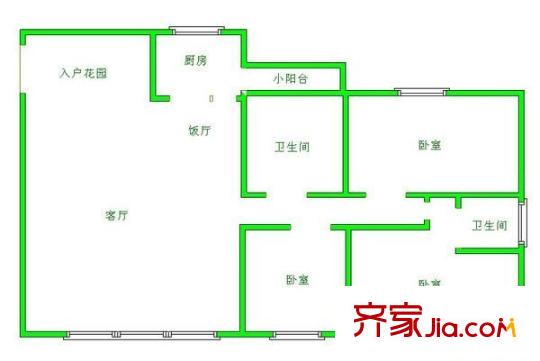 世紀(jì)城龍瑞苑 3室 戶型圖