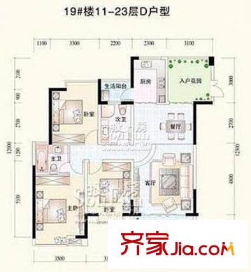 世紀城龍瑞苑 3室 戶型圖