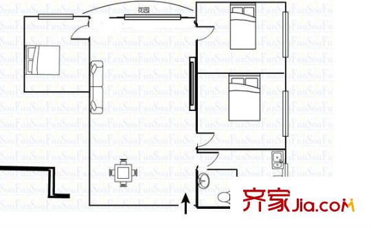 貓貓坡社區(qū) 3室 戶型圖