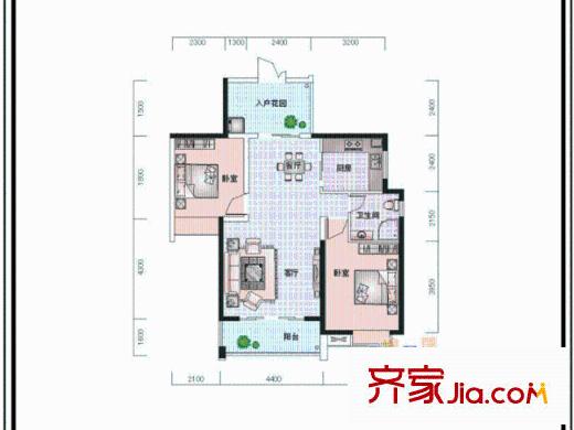 世紀城龍瑞苑 2室 戶型圖