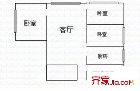 貓貓坡社區(qū) 3室 戶型圖