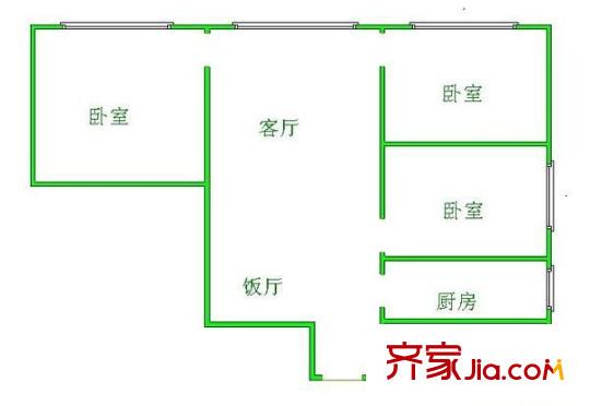 貓貓坡社區(qū) 3室 戶型圖