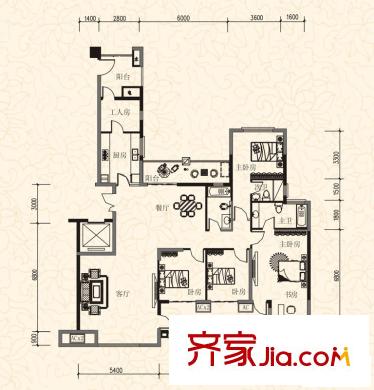 保利溫泉新城戶型圖A1-2戶型 5室2廳3衛(wèi)1廚