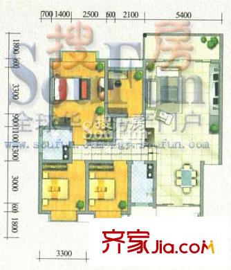 城市山水公園戶型圖B3/B4棟 4室2廳2衛(wèi)1廚
