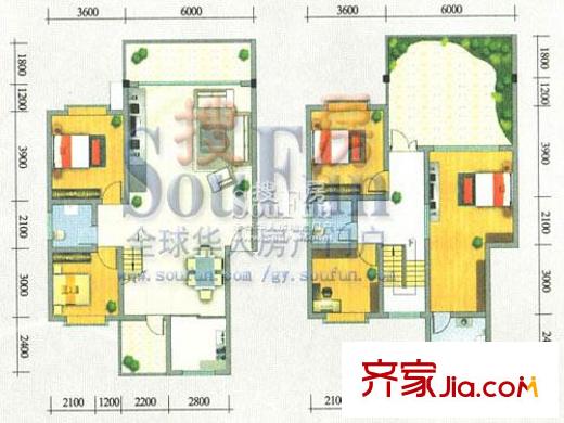 城市山水公園戶型圖林梢別墅 5室2廳3衛(wèi)1廚