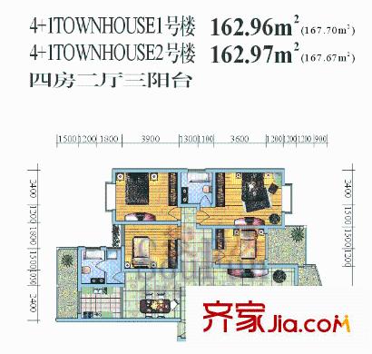 城市山水公園戶型圖4室2廳2衛(wèi)1廚