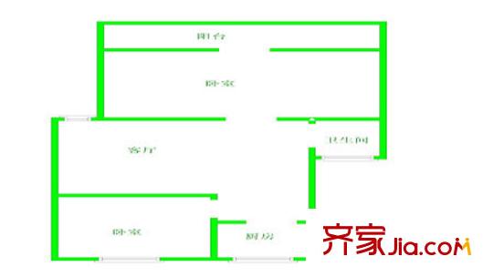 海建里戶型圖兩居8 2室1廳1衛(wèi)1廚