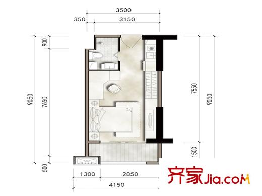 濱湖俊園一期1-3號(hào)樓A戶型 1室1廳1衛(wèi)