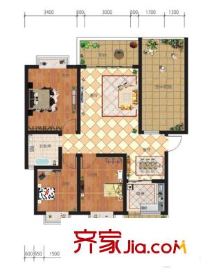 貴安第一城項目3號樓戶型 3室2廳1衛(wèi)1廚