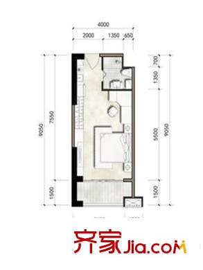 濱湖俊園一期1-3號(hào)樓B戶型 1室1衛(wèi)