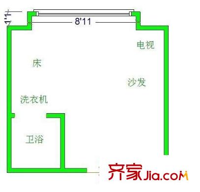 金港花園 1室 戶型圖