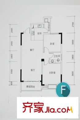 勁嘉新天薈一期F戶型86平方米 2室2廳1衛(wèi)1廚