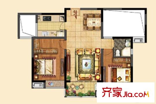 北大資源繽紛廣場C4-B戶型2室2廳1衛(wèi)85-88平方米 2室2廳1衛(wèi)